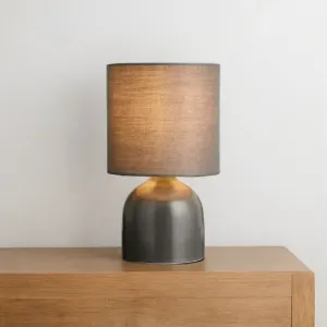 Compact Grey Ceramic Table Lamp