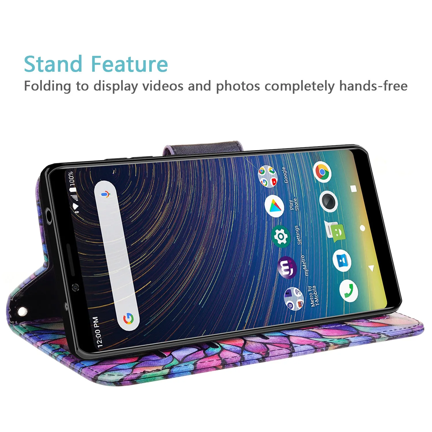 Coolpad Legacy Case, Coolpad Legacy Wallet Case, Wrist Strap Pu Leather Wallet Case [Kickstand] with ID & Credit Card Slots - Rainbow Flower