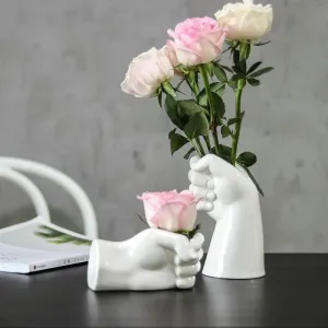 Creative hand-shaped ceramic vase