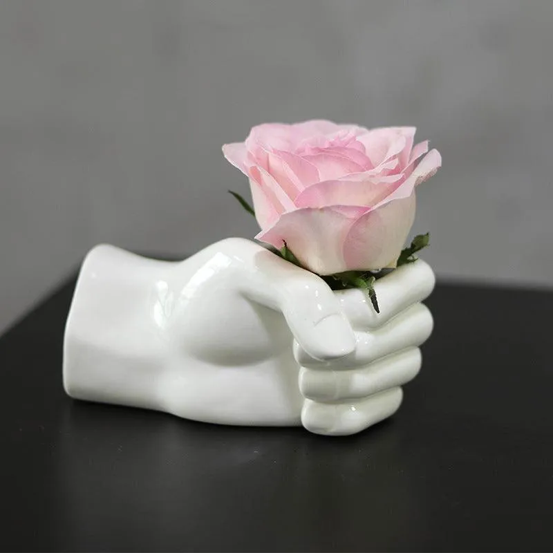 Creative hand-shaped ceramic vase