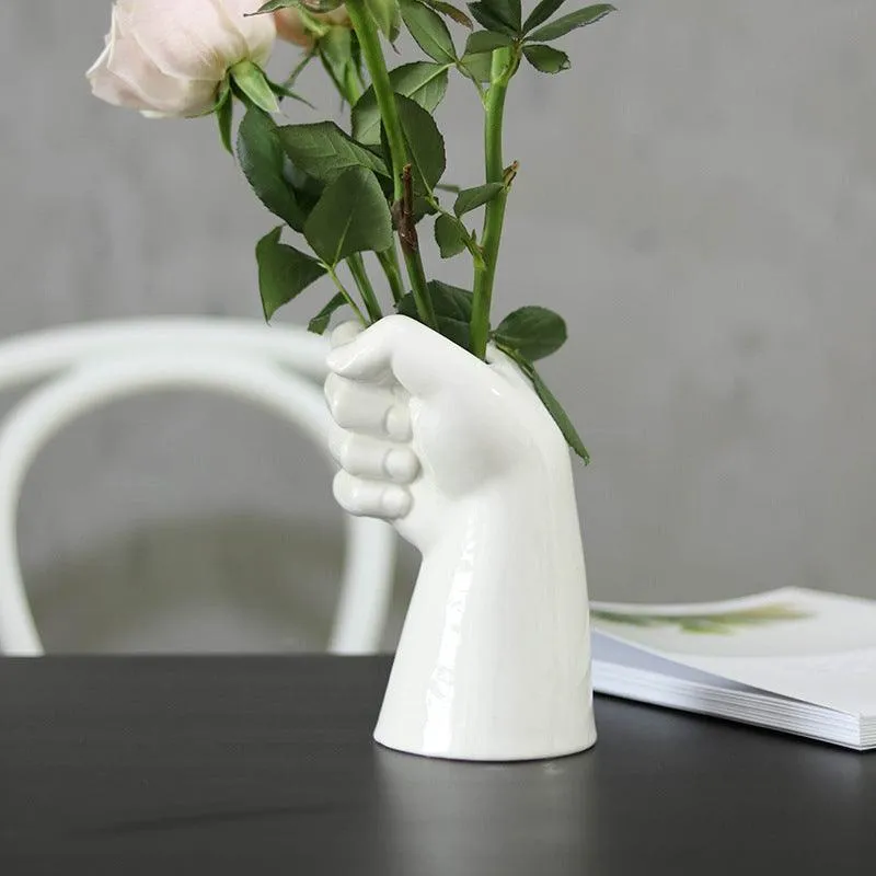 Creative hand-shaped ceramic vase