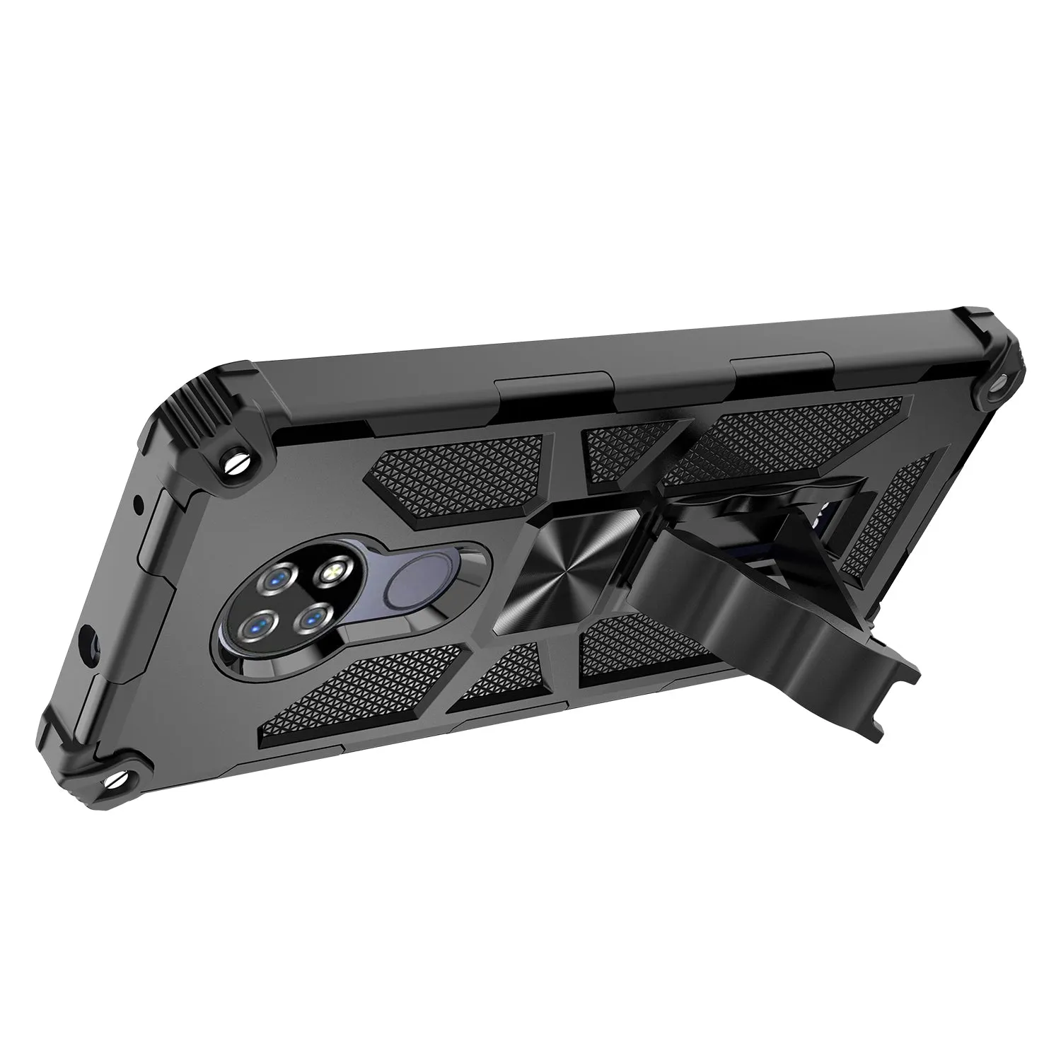 Cricket Ovation Case/AT&T Radiant Max Case [Military Grade] Ring Car Mount Kickstand Hybrid Hard PC Soft TPU Shockproof Protective Case - Black