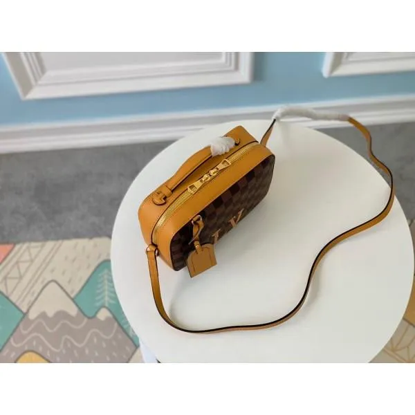 Damier Azur Canvas Saintonge Top Handle Bag N40155 Yellow 2019 Collection