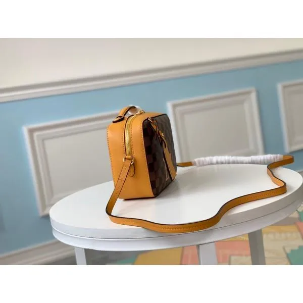 Damier Azur Canvas Saintonge Top Handle Bag N40155 Yellow 2019 Collection