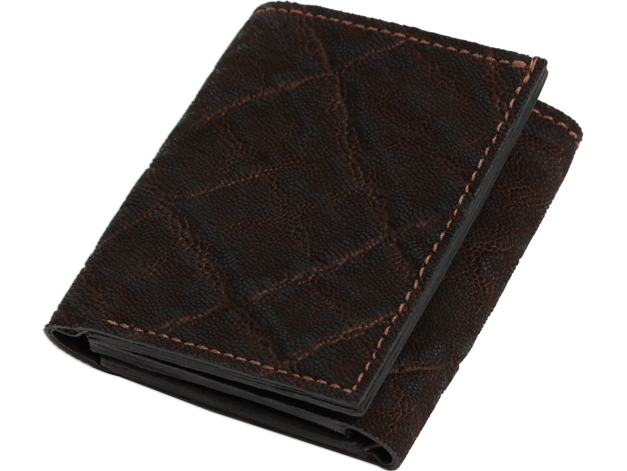 Dark Brown Elephant Luxury Designer Exotic Trifold Wallet With ID Window