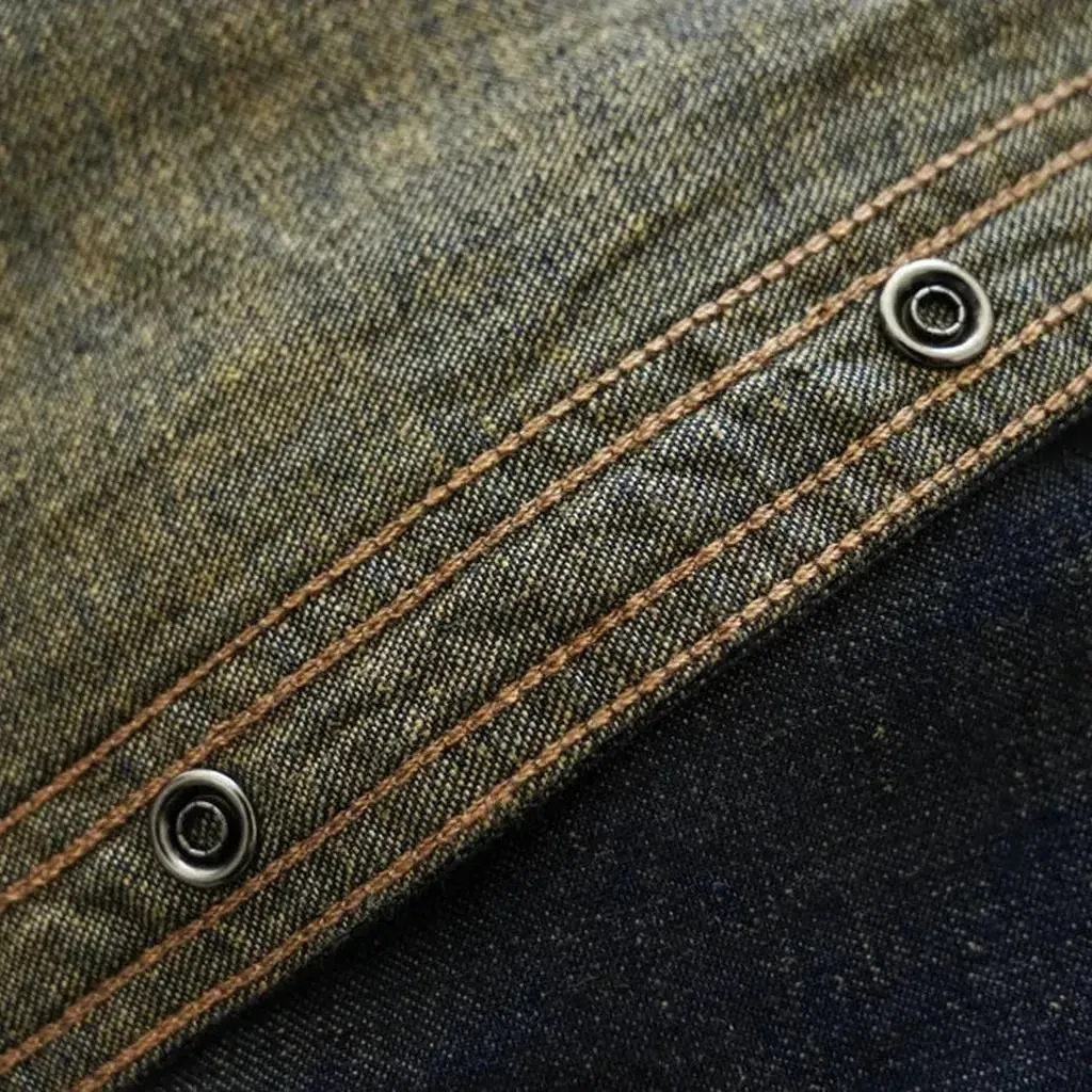 Dark-wash cowboy labor men's denim shirt