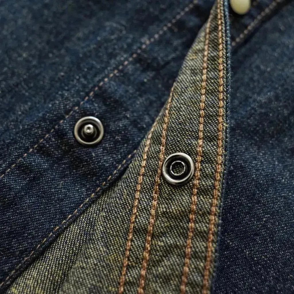 Dark-wash cowboy labor men's denim shirt