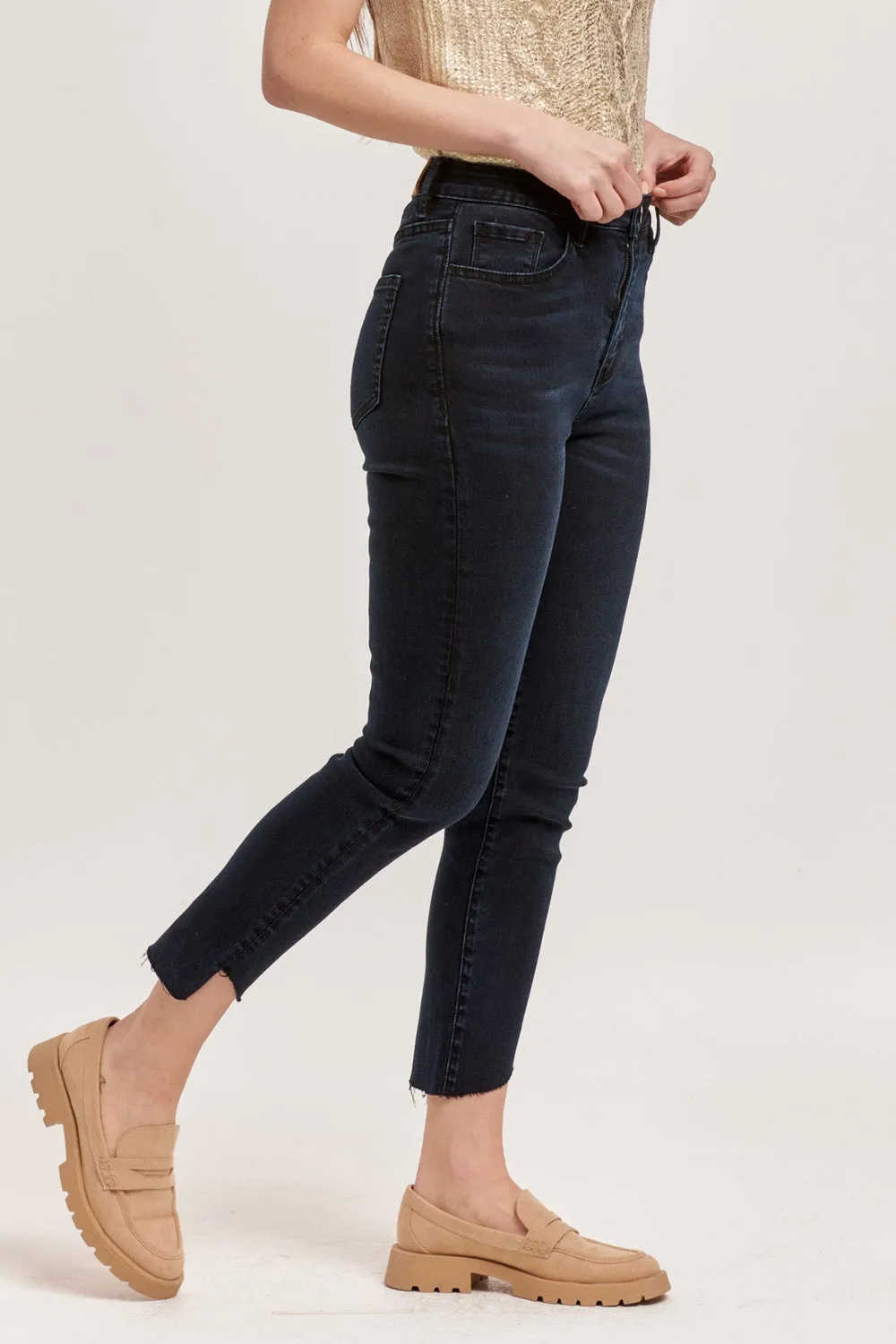 DEAR JOHN STELLA ASYMMETRICAL HEM STRAIGHT-LEG JEAN