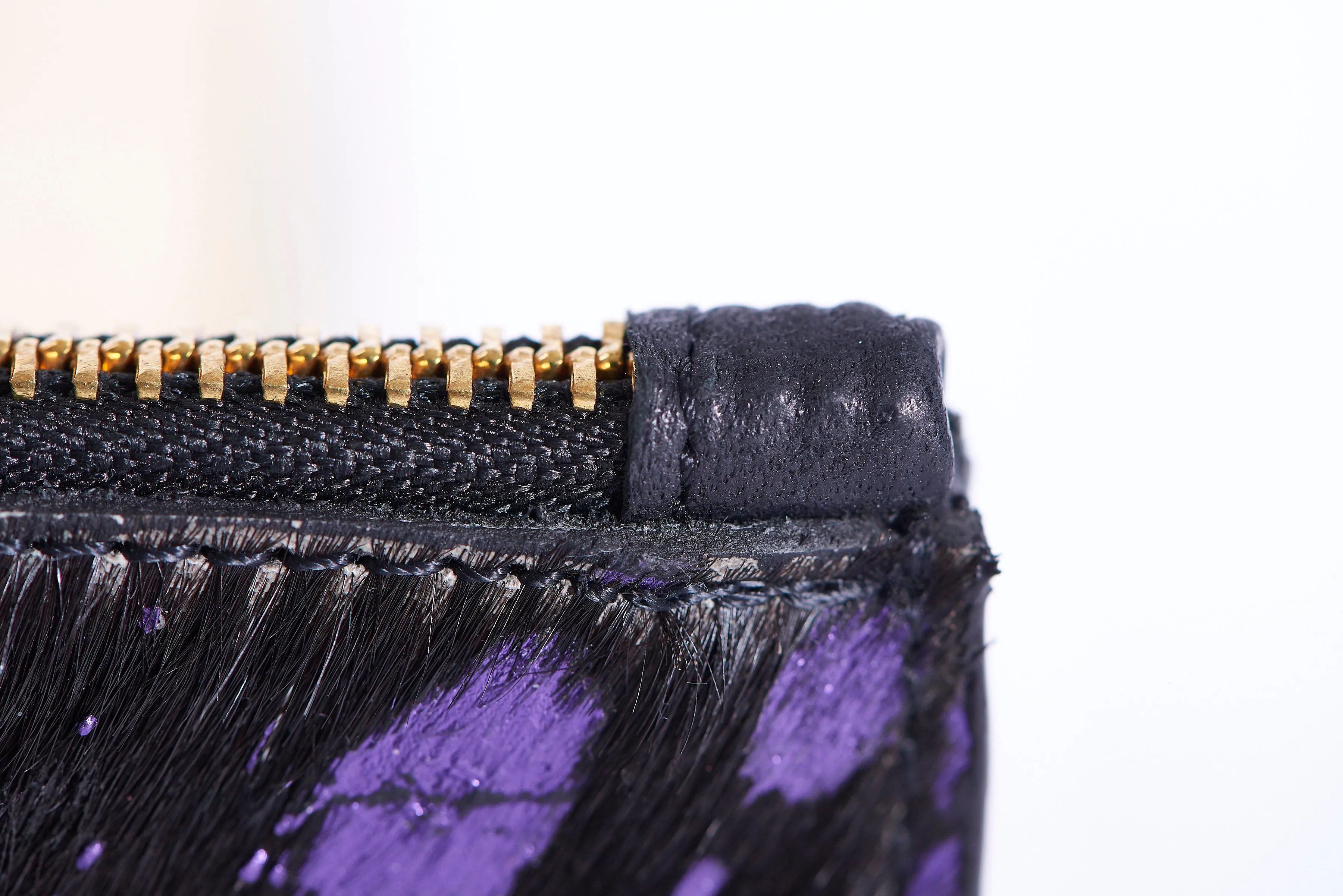 Desert Rain Purple on Black Cowhide Card Purse