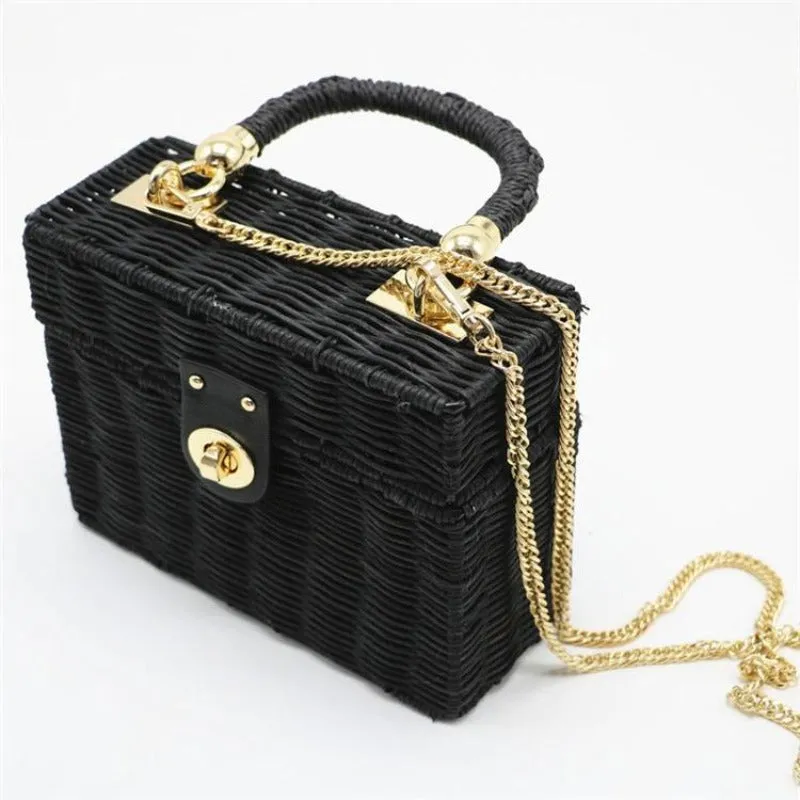 Designer Box Straw Bag