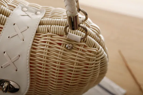 Designer Heart Shape Luxury Handmade Rattan Handbag