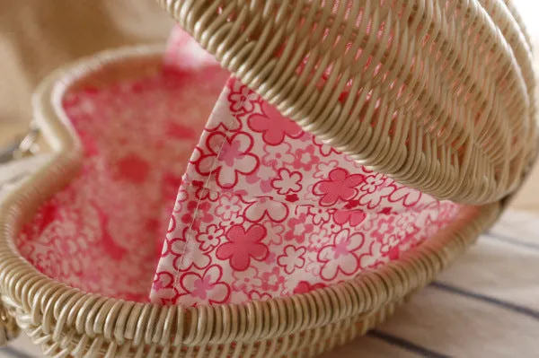 Designer Heart Shape Luxury Handmade Rattan Handbag