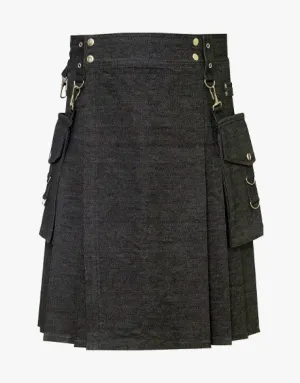DETACHABLE BLACK DENIM KILT