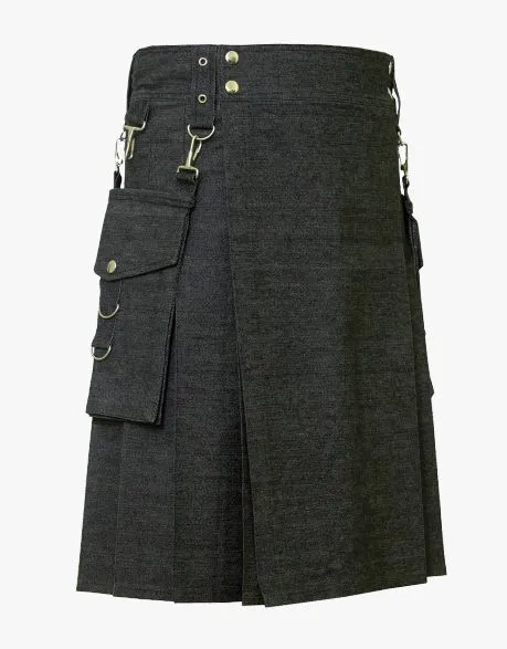 DETACHABLE BLACK DENIM KILT