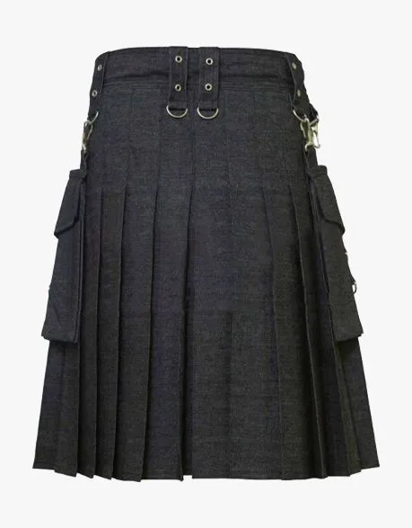 DETACHABLE BLACK DENIM KILT