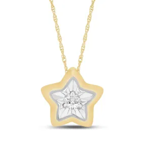 Diamond Set Miracle Surround Star Necklace in Yellow Gold