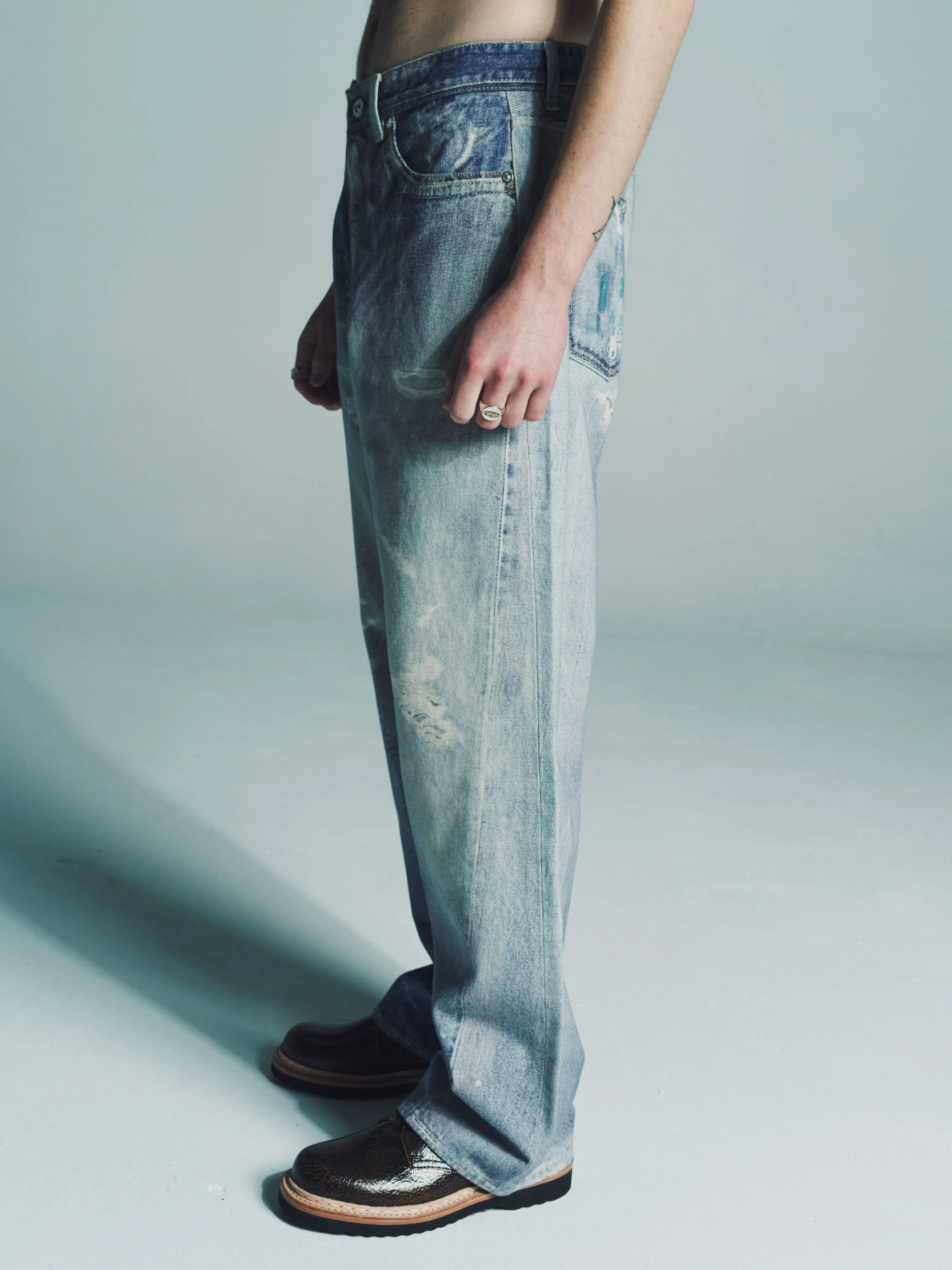 Digital Denim Print Third Cut