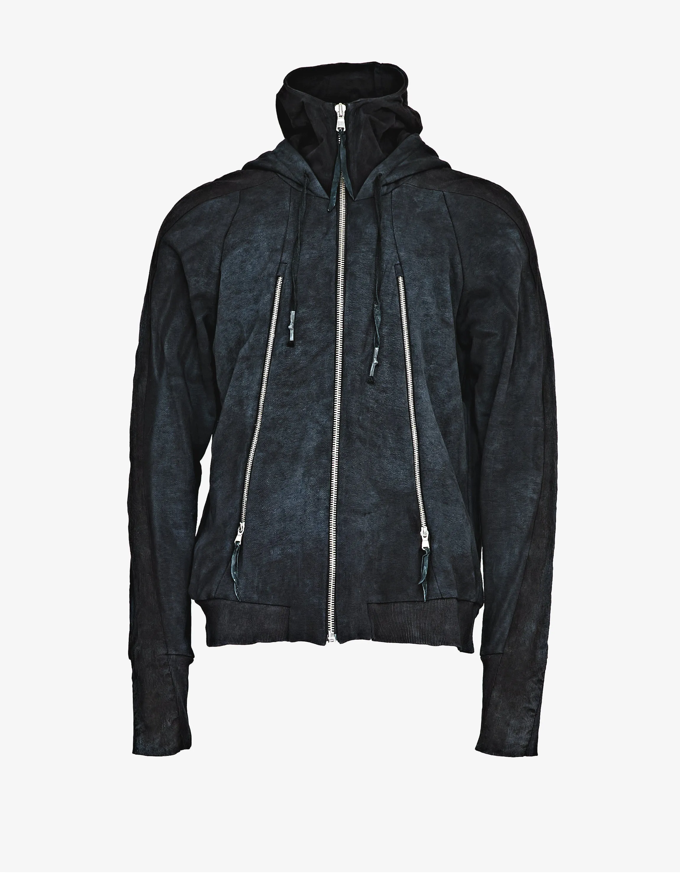 Double-hooded Denim Sweatshirt