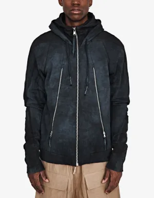 Double-hooded Denim Sweatshirt