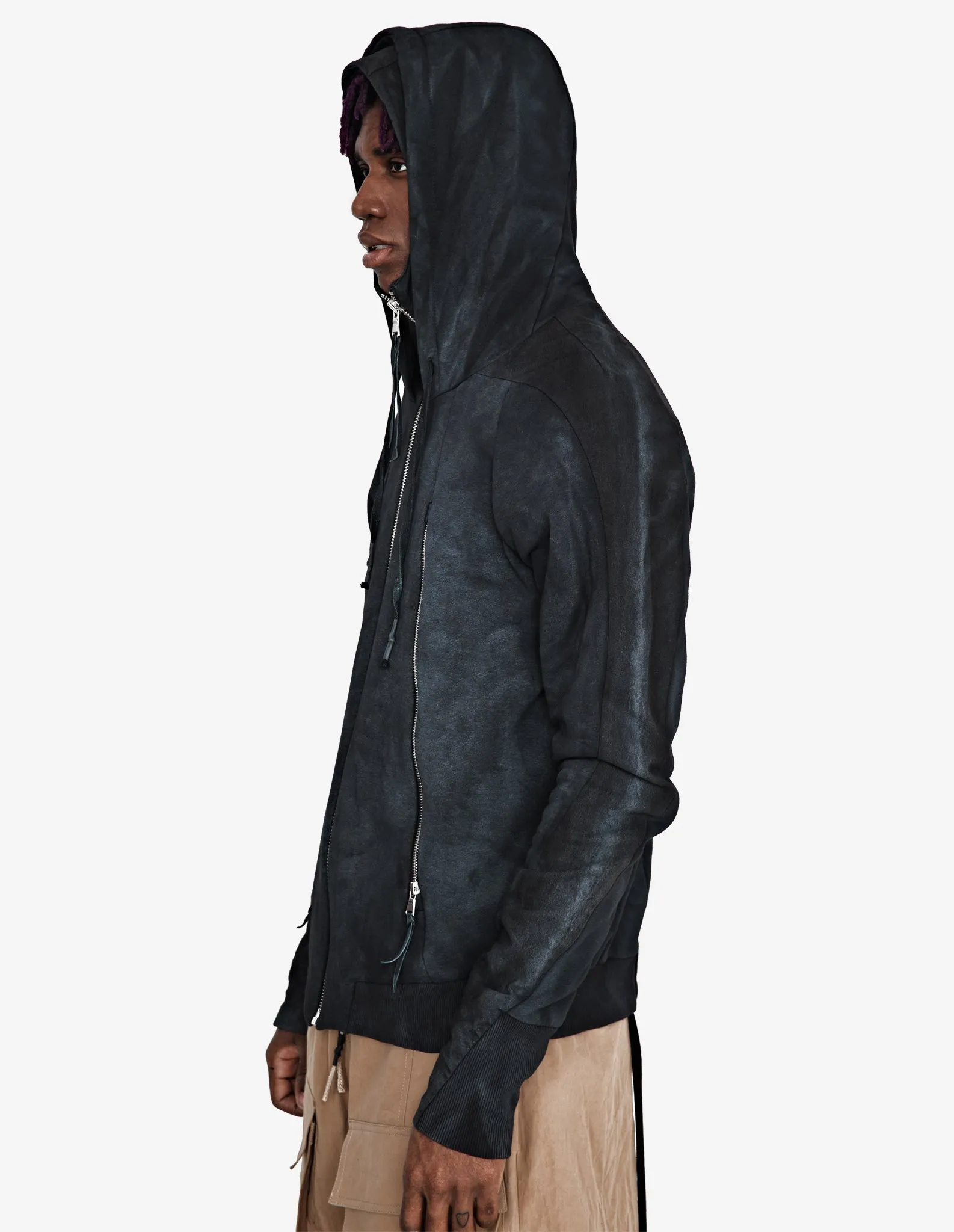 Double-hooded Denim Sweatshirt