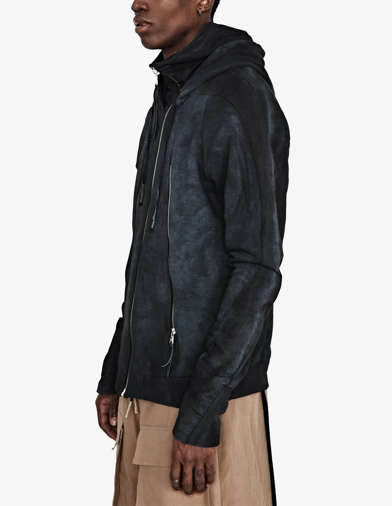 Double-hooded Denim Sweatshirt