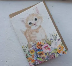 ECO AND VEGAN PLANTABLE FLOWER SEED CARDS - KITTEN