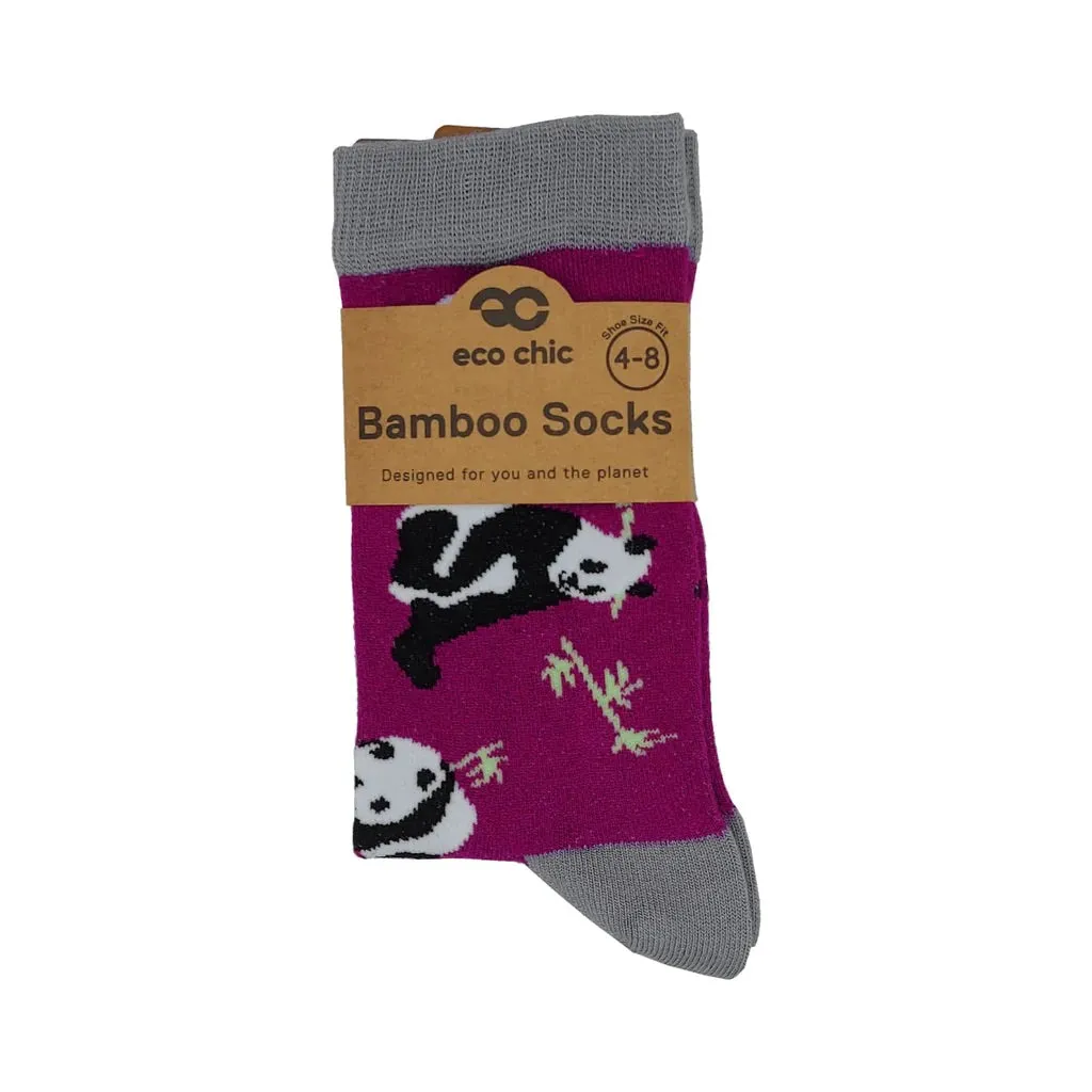 Eco Chic Eco-Friendly Panda Purple Bamboo Socks