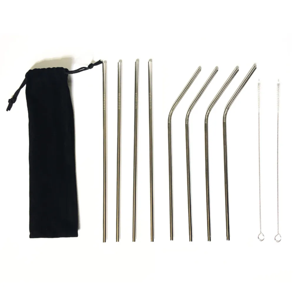Eco-Friendly 8pcs Metal Straw Set