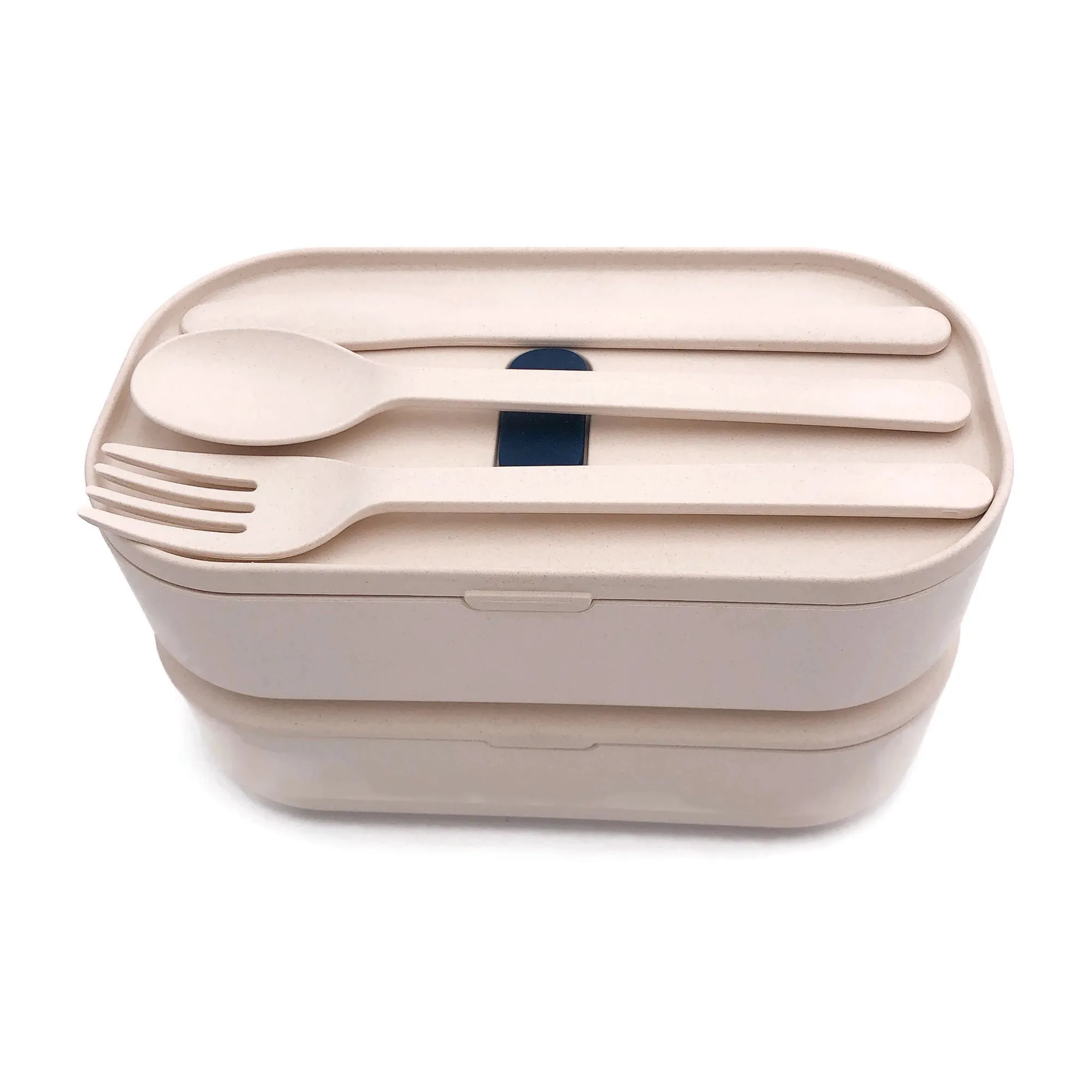 Eco-Friendly Bamboo 2-Tier Lunch Box with Cutlery Set