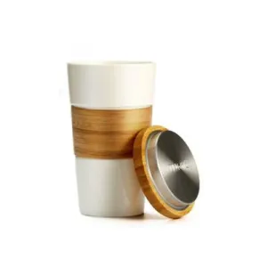 Eco Friendly Ceramic Mug with Bamboo Lid and Sleeve