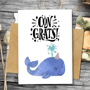 Eco Friendly Congratulation Card, Whale Design