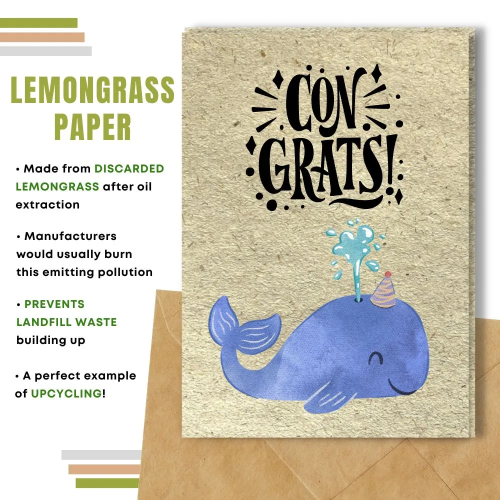 Eco Friendly Congratulation Card, Whale Design