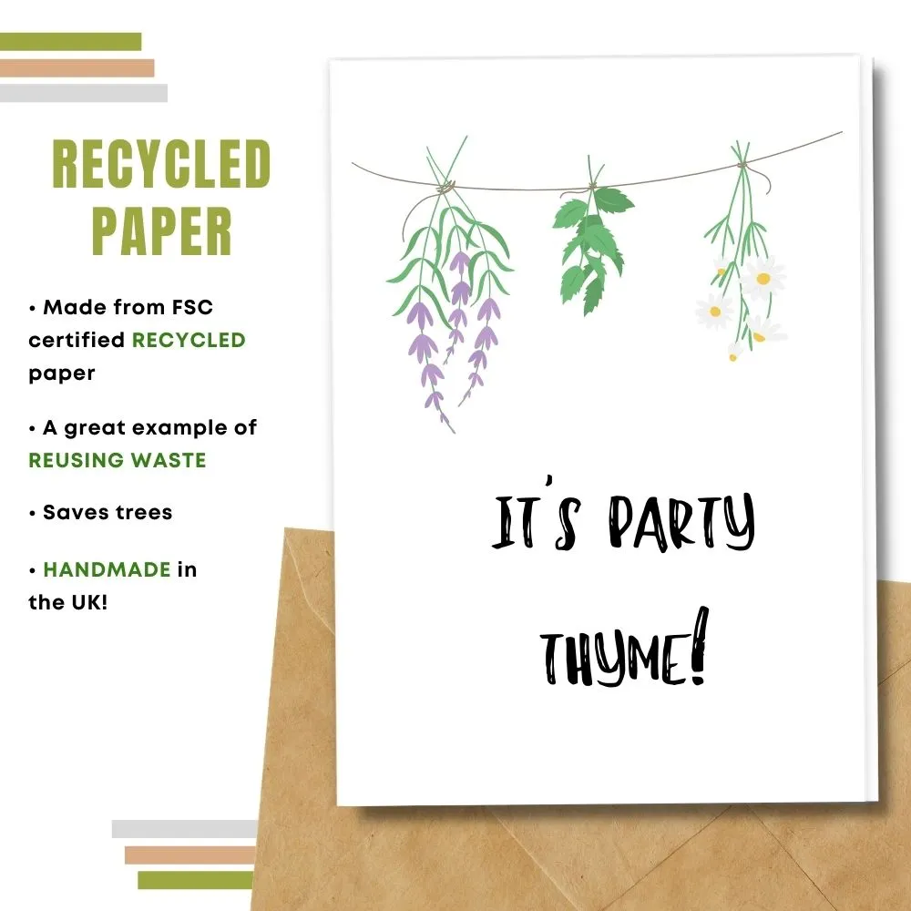 Eco Friendly Greeting Card, Party Thyme