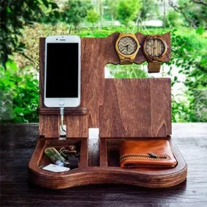 Eco-Friendly Wooden Docking Station Organizer