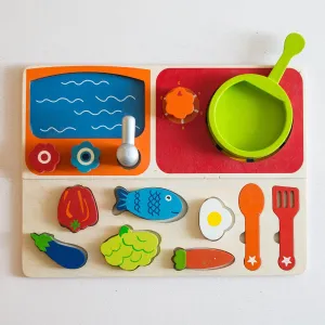Eco-Friendly Wooden Kitchen Pretend Set