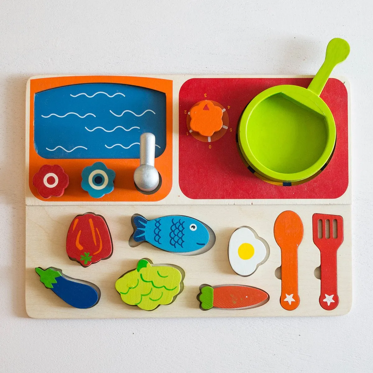 Eco-Friendly Wooden Kitchen Pretend Set