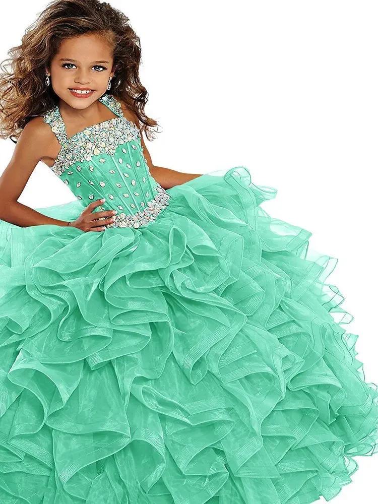 Elegant Girl Luxurious Sequined Flower Dresses