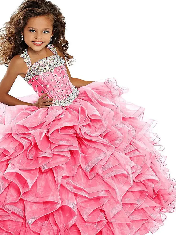 Elegant Girl Luxurious Sequined Flower Dresses