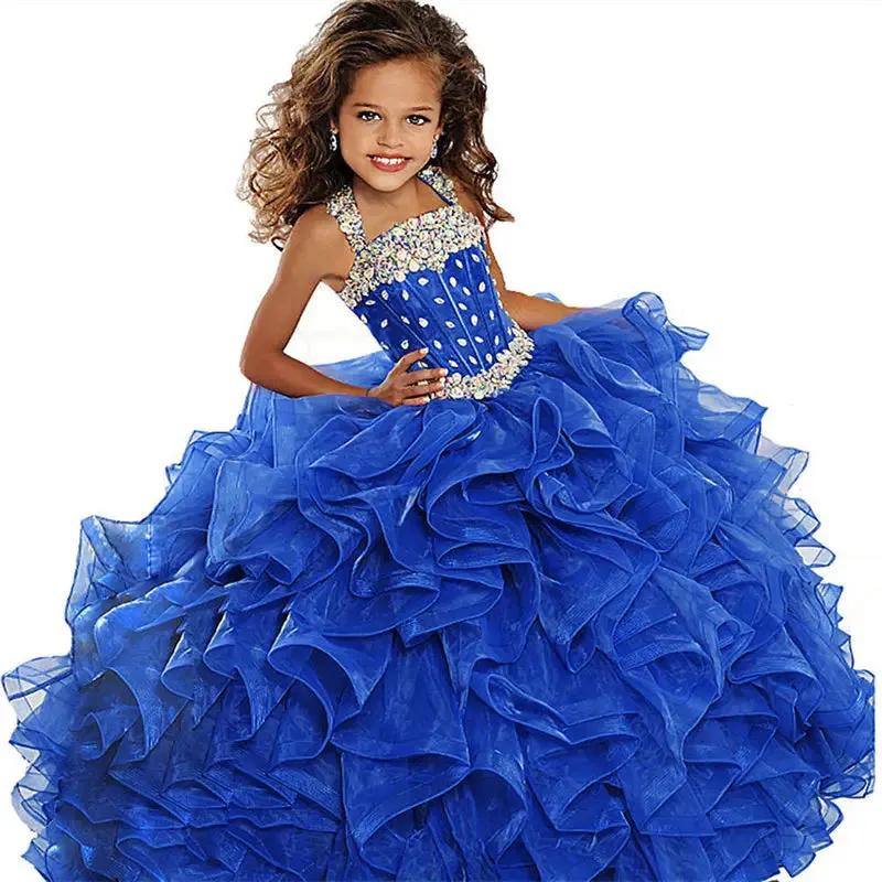 Elegant Girl Luxurious Sequined Flower Dresses