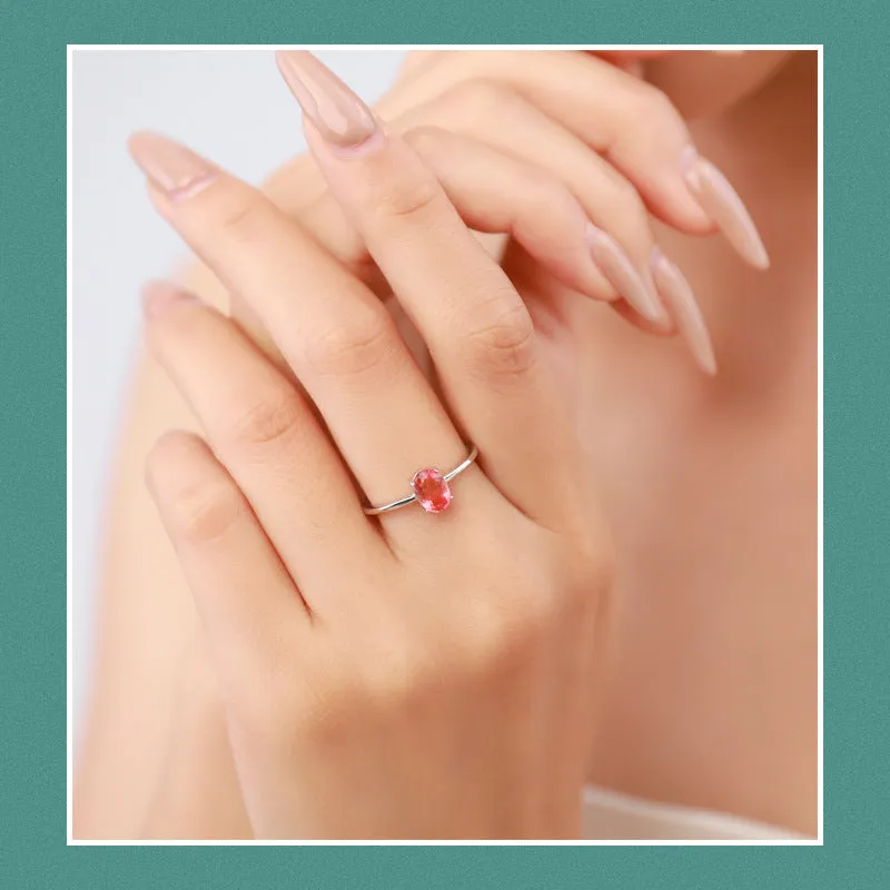 Elegant S925 Sterling Silver Watermelon Tourmaline Ring for Women