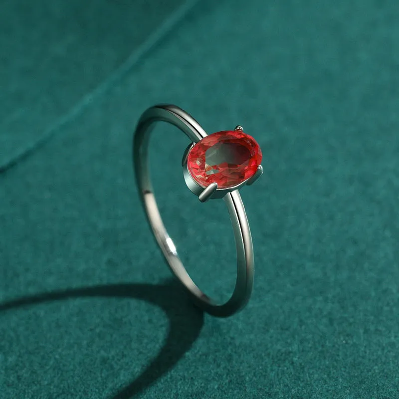 Elegant S925 Sterling Silver Watermelon Tourmaline Ring for Women