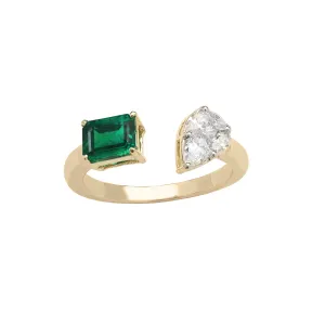 Emerald Diamond Duo Ring