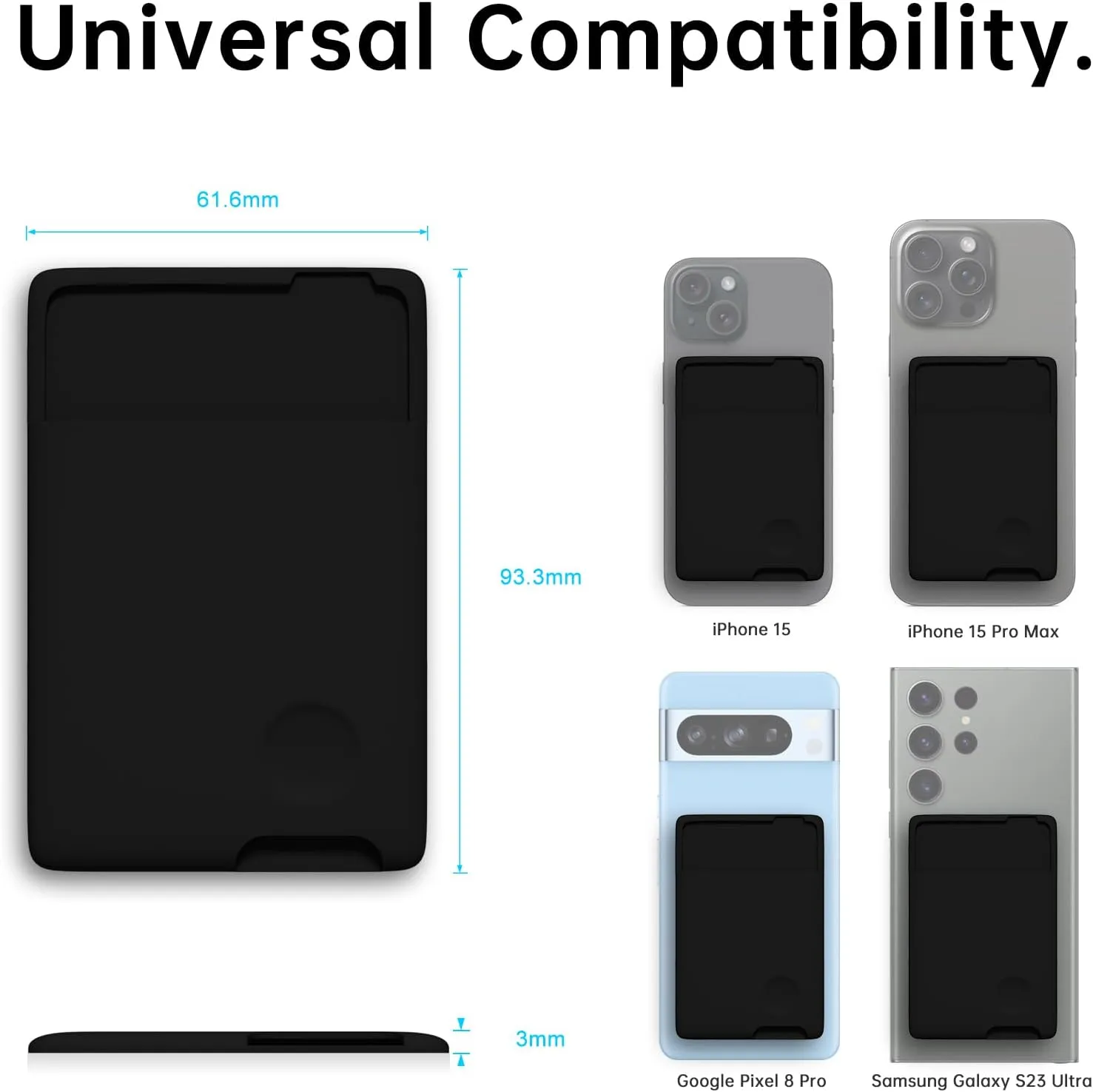 Entronix Silicone Card Holder for Apple/Samsung/All Phones, Sticky Wallet Pocket Back Cover,