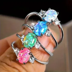 Exquisite Oval Artificial Opal Rings