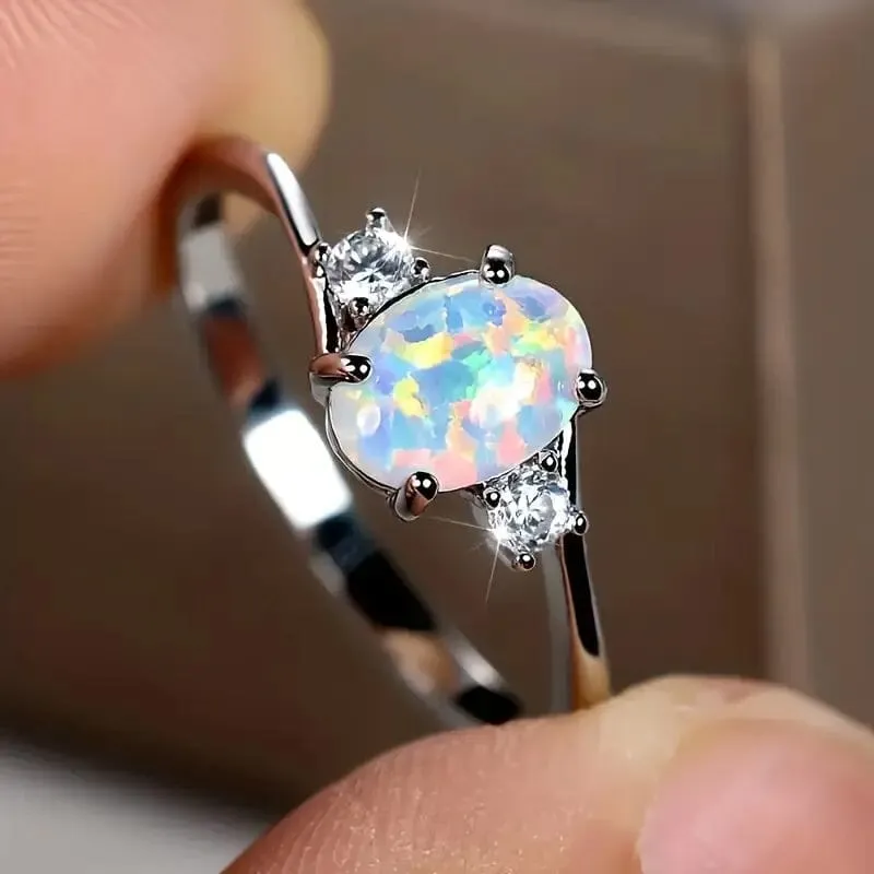 Exquisite Oval Artificial Opal Rings