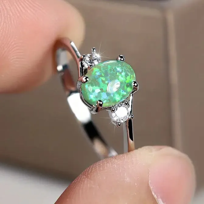 Exquisite Oval Artificial Opal Rings