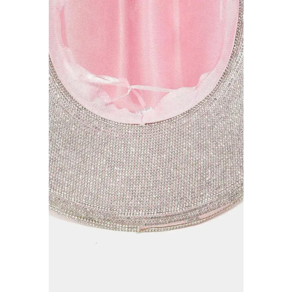 Fame Pave Rhinestone Trim Faux Suede Hat for Luxury Fashion for Women