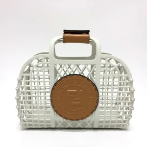 FENDI Handbag 8BH388 rubber leather white Basket small Women Used