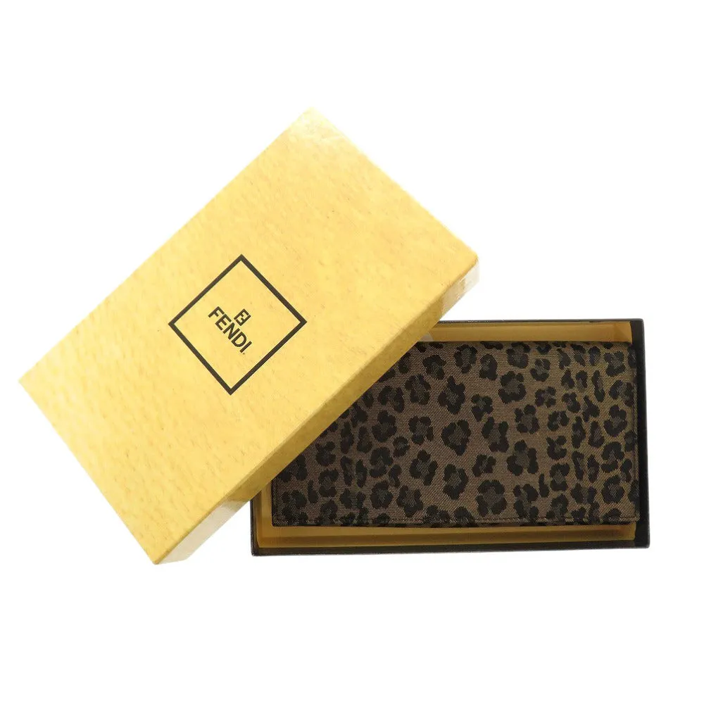 FENDI Long Wallet Purse 8M0000 Canvas, Leather beige