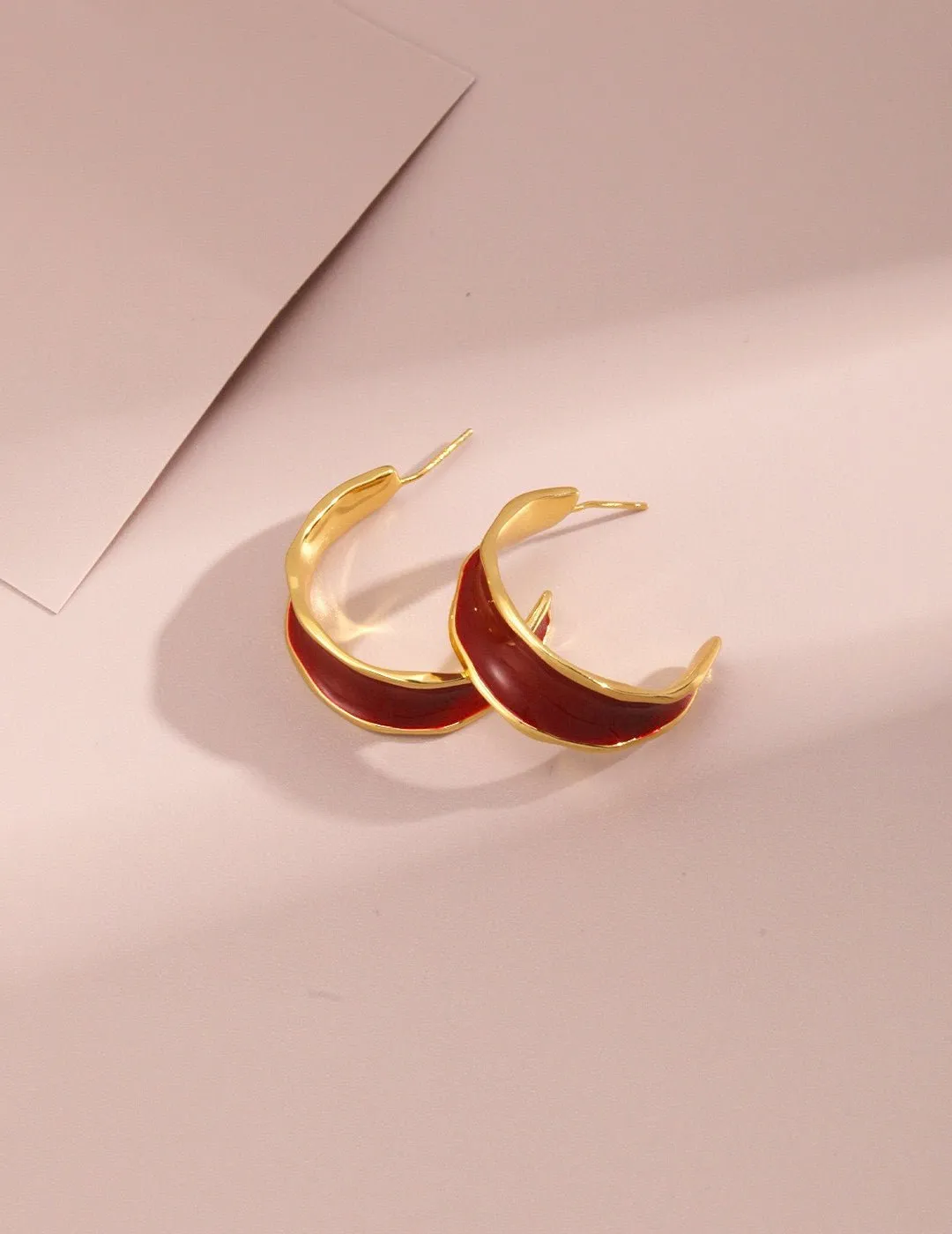 Festive Red Enamel Glazed Earrings